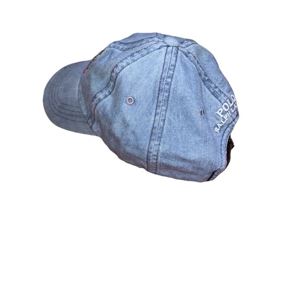 Polo Ralph Lauren Light Wash Blue Denim Polo Bear Preppy Bear Baseball Cap Hat - Picture 3 of 7
